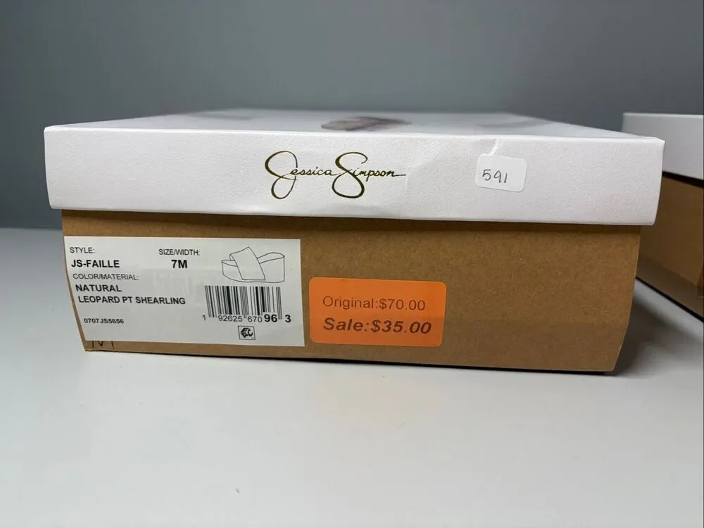 Jessica Simpson Cheetah Failee Shearling Sandals Women’s Size 7M NEW WITH BOX